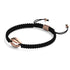 Kaurimuschel Schwarzes Makramee Armband | 925 Sterling Silber Roségold Vermeil